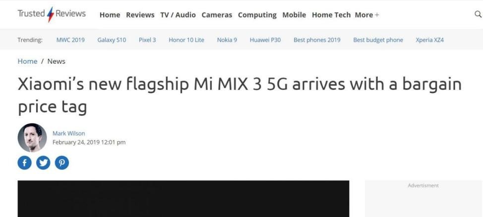 随着小米MIX3 5G版的发布